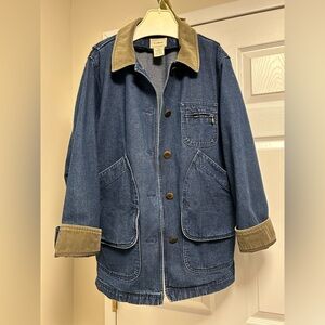 Vintage LL Bean Women Denim Jacket Barn Chore Coat Size S
